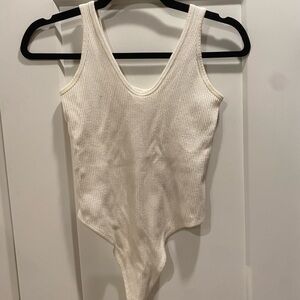 Urban Outfitters Cream Ribbed Bodysuit